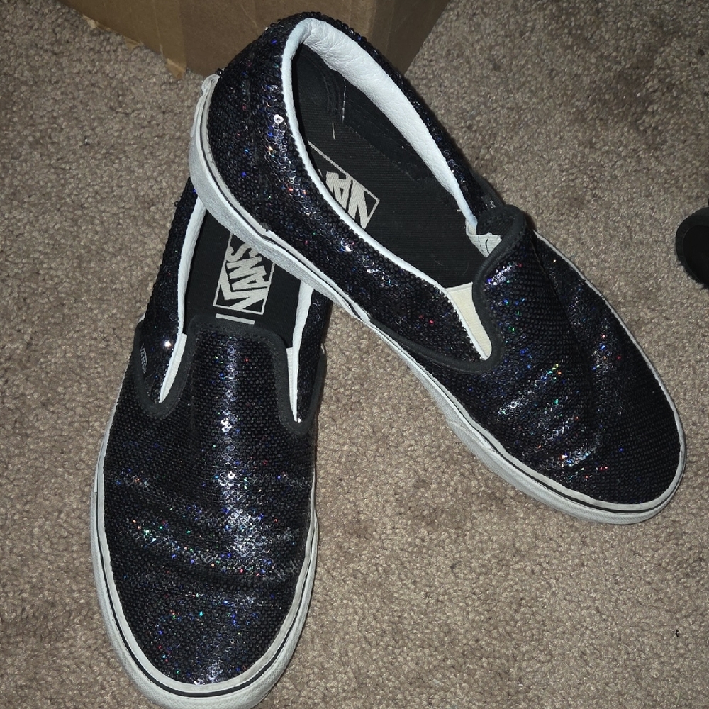 Vans Sparkling Black Slip-On Shoes